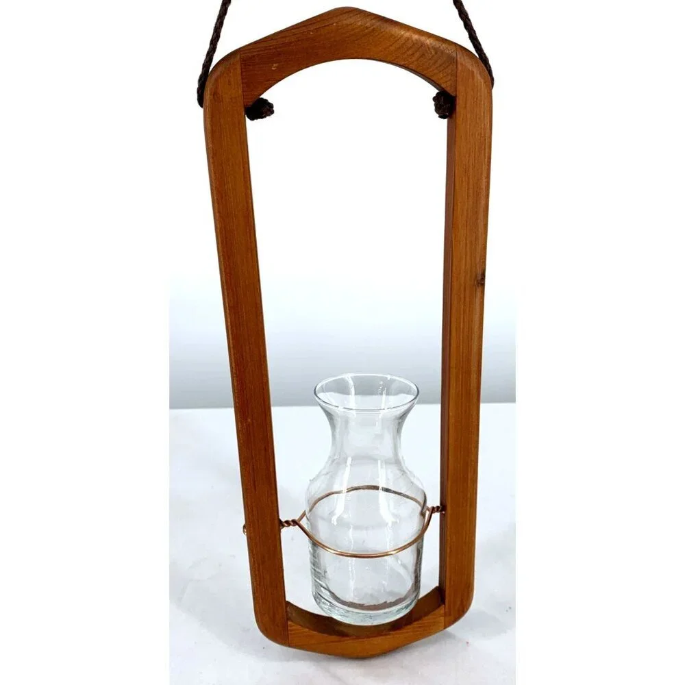 Wood and Glass Terrarium Starter Hanging Vase Plants Succulent Cactus 14